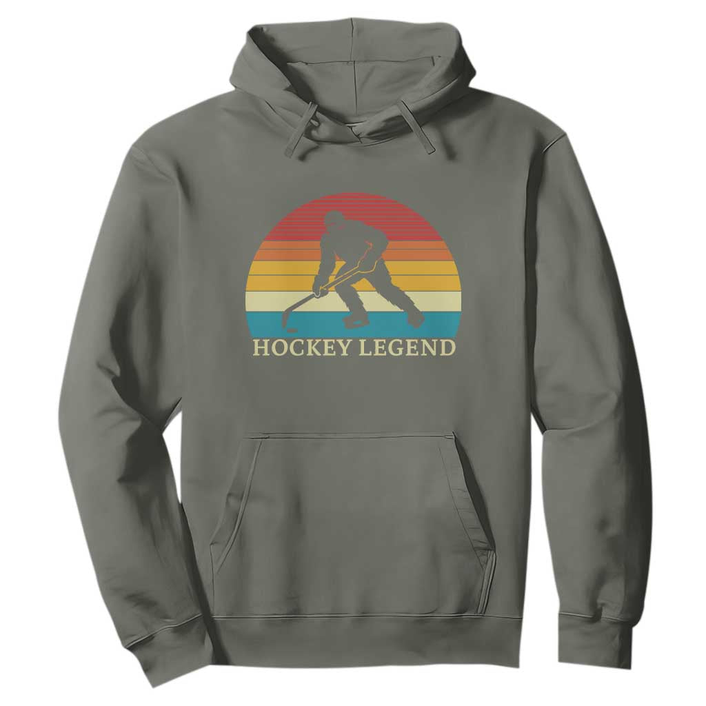 Bigfoot Hockey Legend Hoodie Retro Sasquatch Cryptid Player Gift TS12 Military Green Print Your Wear