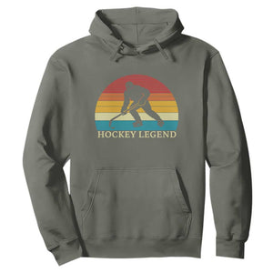 Bigfoot Hockey Legend Hoodie Retro Sasquatch Cryptid Player Gift TS12 Military Green Print Your Wear