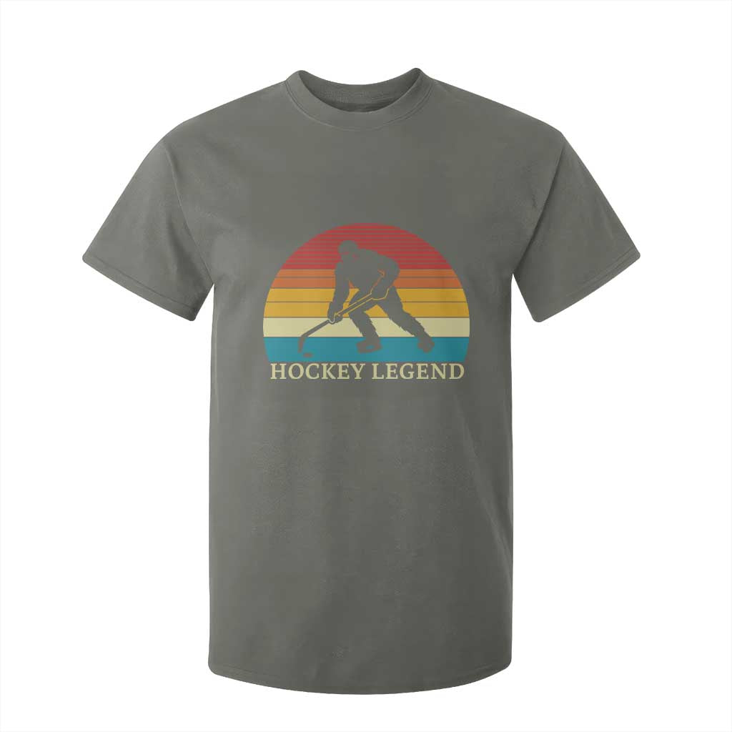 Bigfoot Hockey Legend T Shirt For Kid Retro Sasquatch Cryptid Player Gift TS12 Military Green Print Your Wear