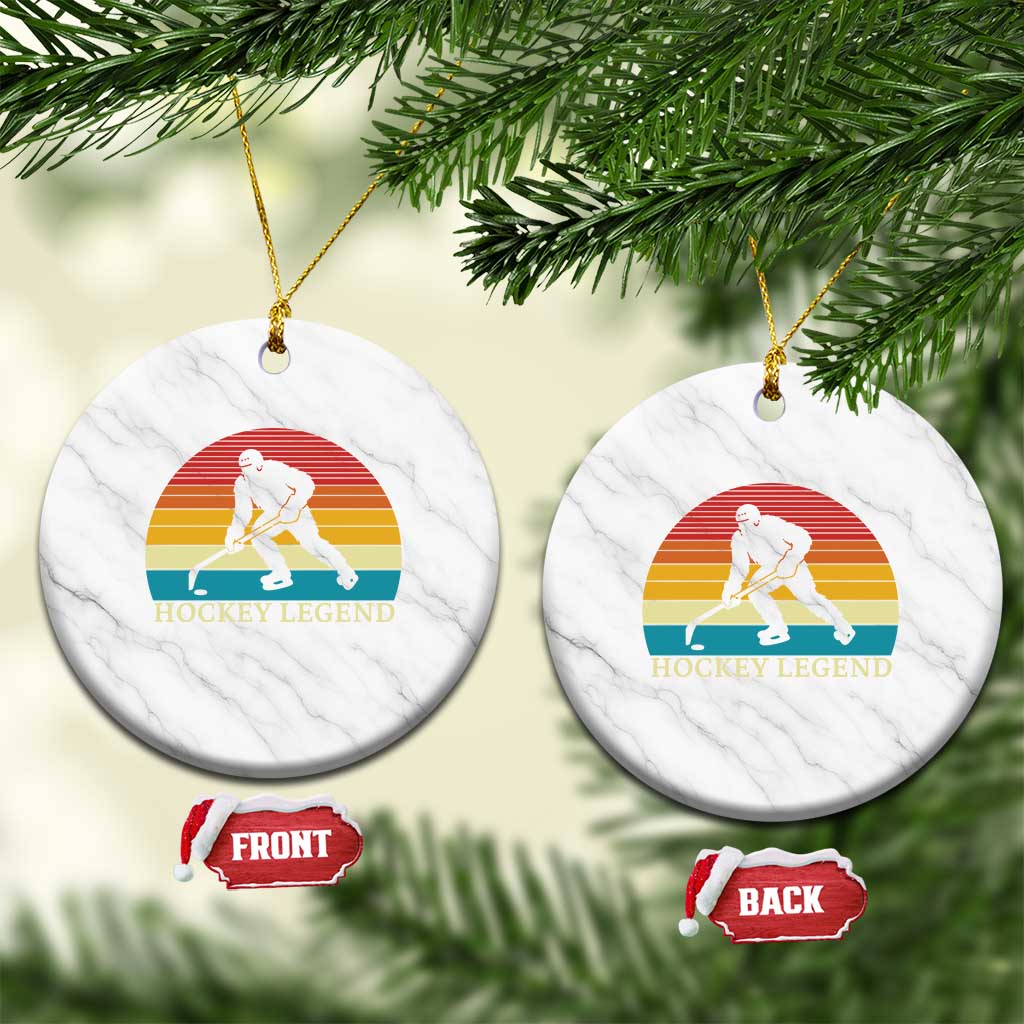 Bigfoot Hockey Legend Ceramic Ornament Retro Sasquatch Cryptid Player Gift TS12 1pc White Marble Print Your Wear