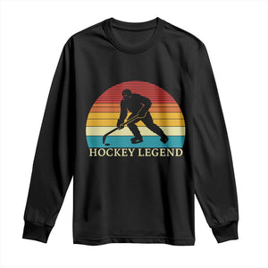Bigfoot Hockey Legend Long Sleeve Shirt Retro Sasquatch Cryptid Player Gift TS12 Black Print Your Wear