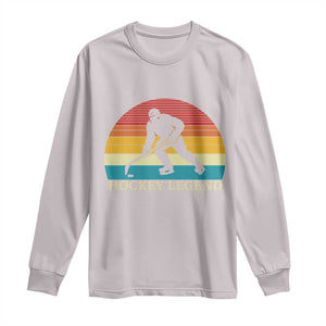 Bigfoot Hockey Legend Long Sleeve Shirt Retro Sasquatch Cryptid Player Gift TS12 Ice Gray Print Your Wear