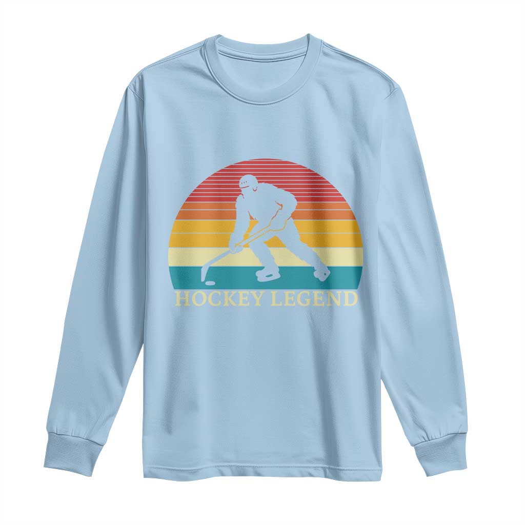 Bigfoot Hockey Legend Long Sleeve Shirt Retro Sasquatch Cryptid Player Gift TS12 Light Blue Print Your Wear
