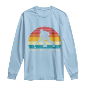 Bigfoot Hockey Legend Long Sleeve Shirt Retro Sasquatch Cryptid Player Gift TS12 Light Blue Print Your Wear