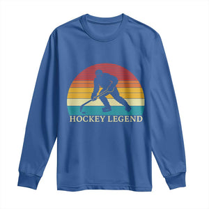 Bigfoot Hockey Legend Long Sleeve Shirt Retro Sasquatch Cryptid Player Gift TS12 Royal Blue Print Your Wear