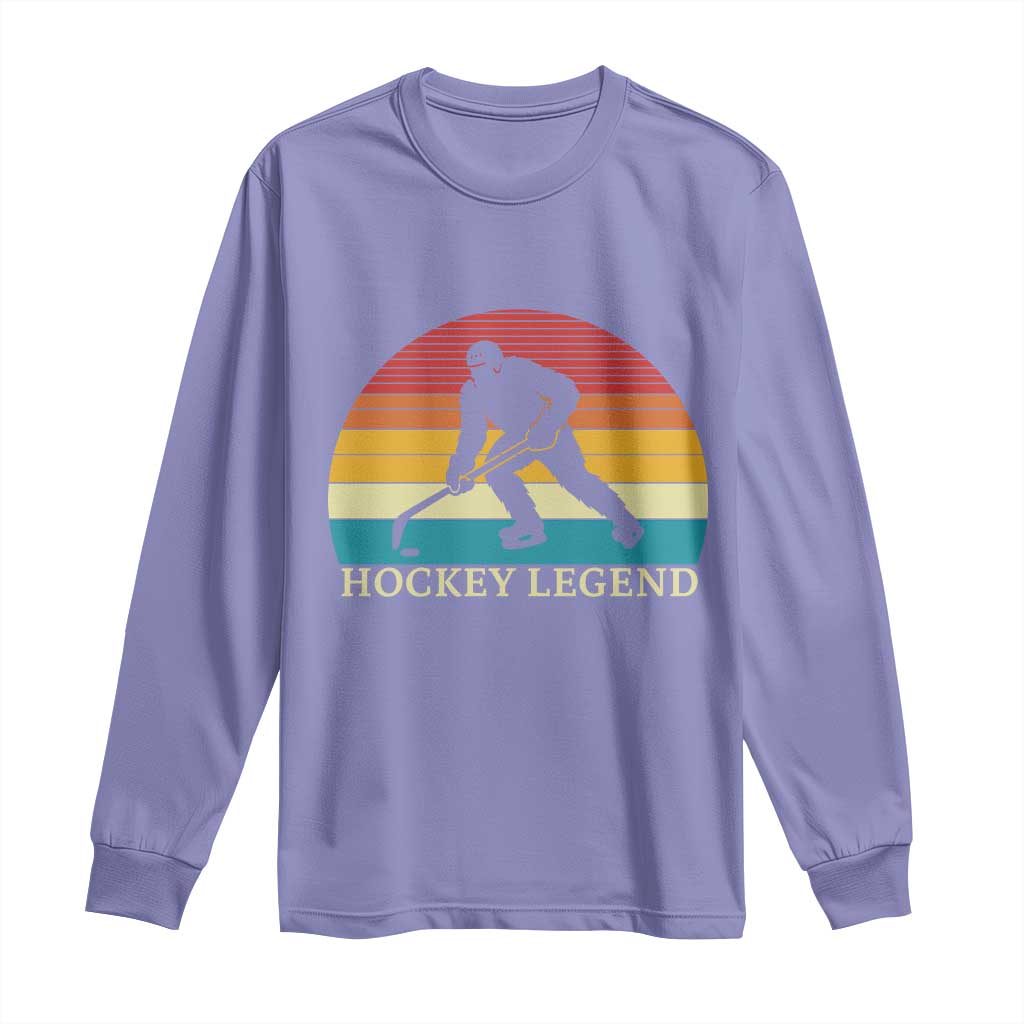 Bigfoot Hockey Legend Long Sleeve Shirt Retro Sasquatch Cryptid Player Gift TS12 Violet Print Your Wear