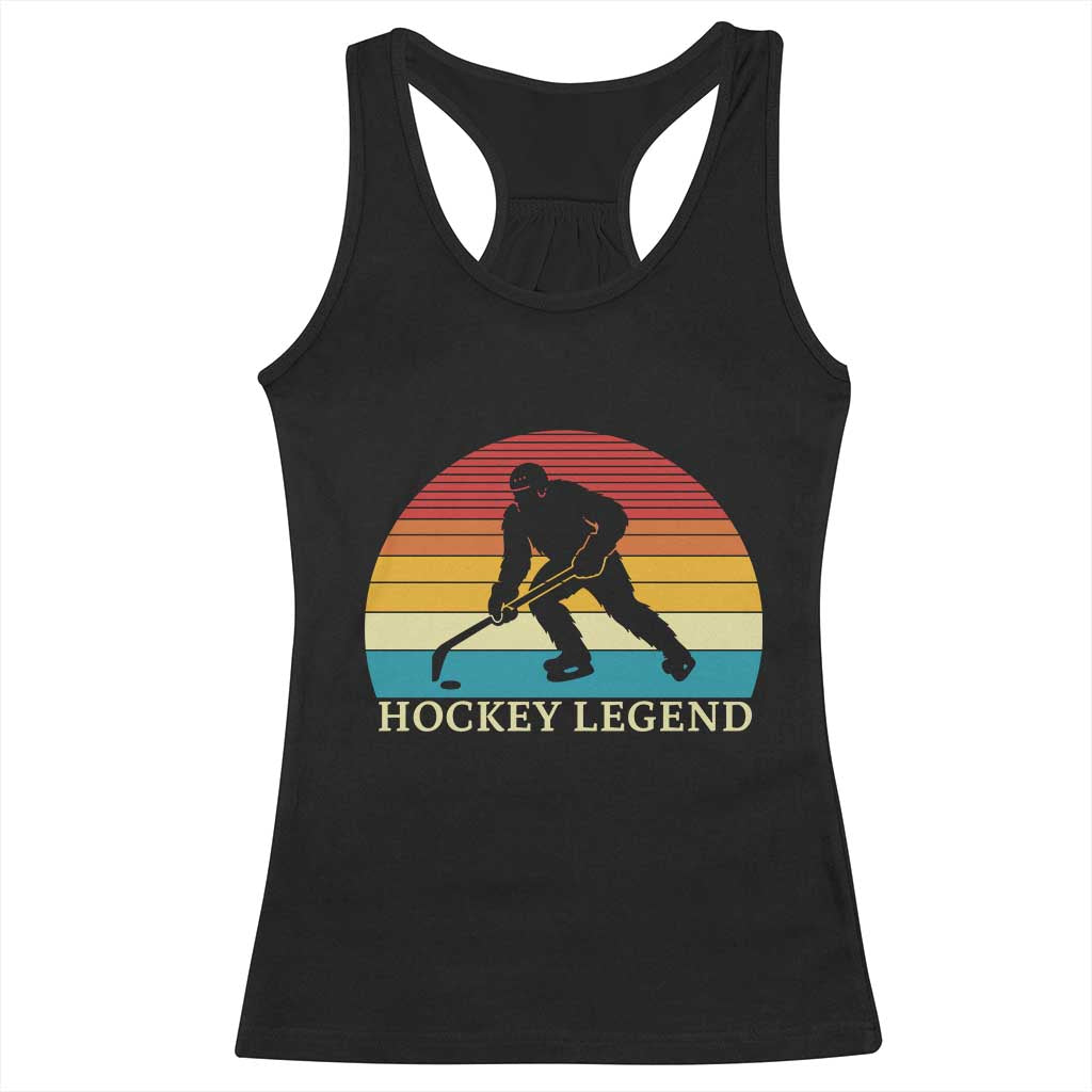 Bigfoot Hockey Legend Racerback Tank Top Retro Sasquatch Cryptid Player Gift TS12 Black Print Your Wear