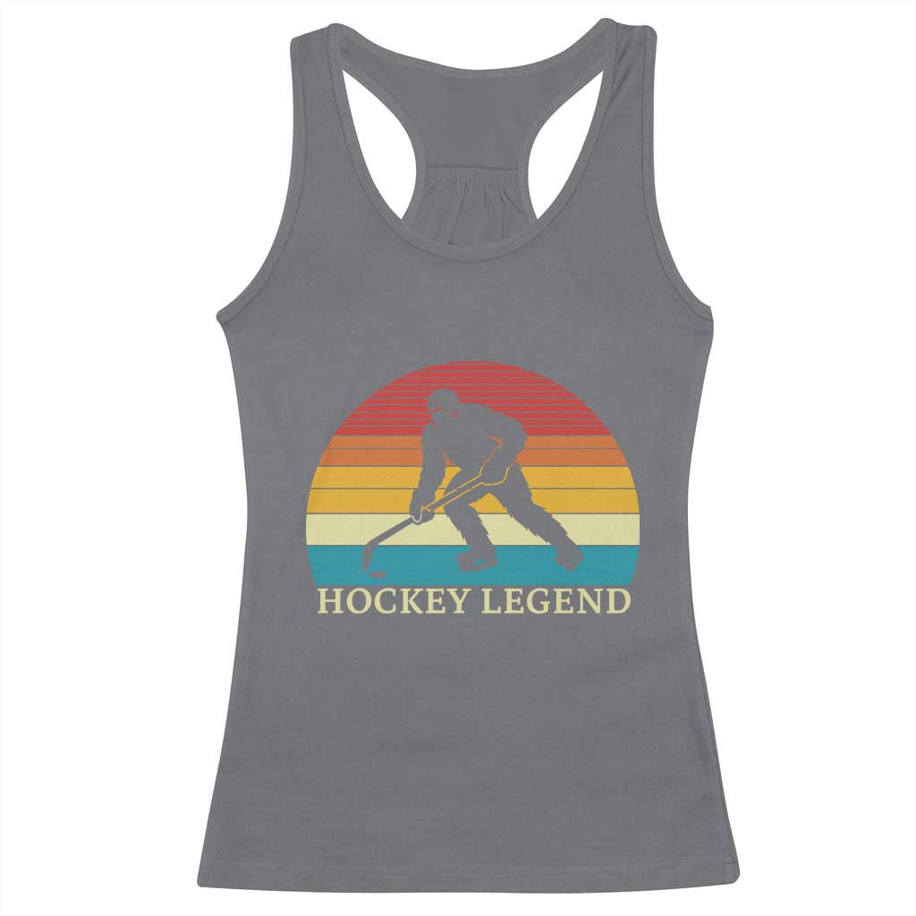 Bigfoot Hockey Legend Racerback Tank Top Retro Sasquatch Cryptid Player Gift TS12 Charcoal Print Your Wear