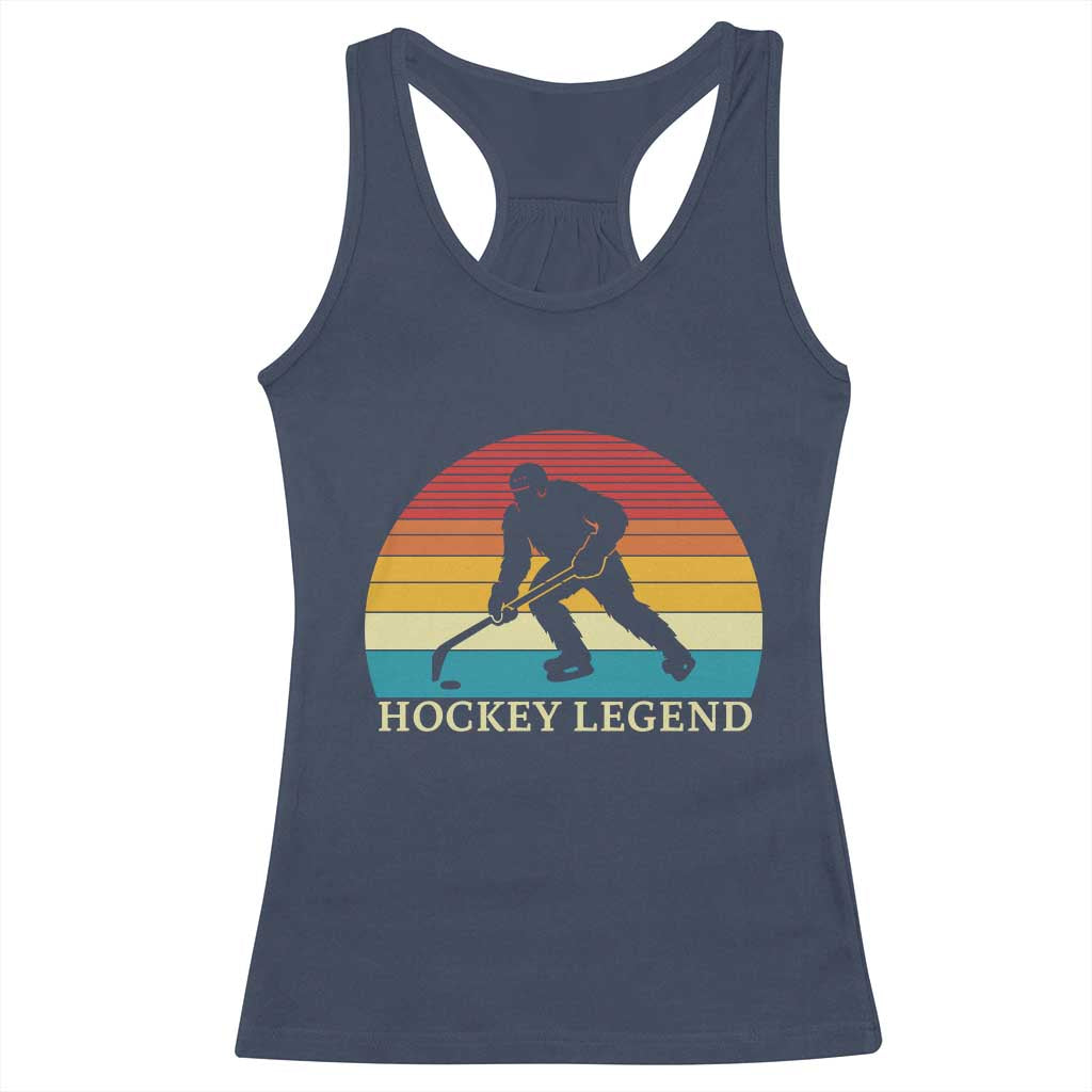 Bigfoot Hockey Legend Racerback Tank Top Retro Sasquatch Cryptid Player Gift TS12 Navy Print Your Wear