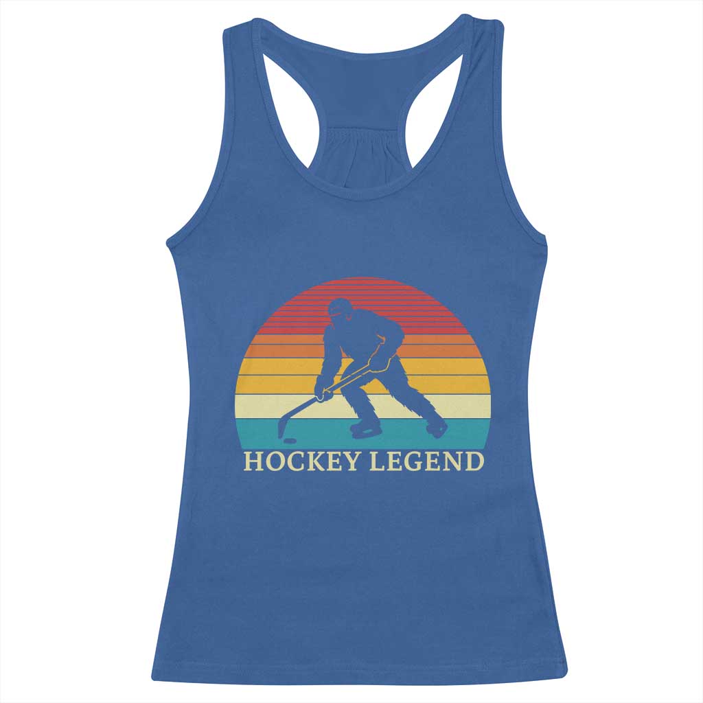 Bigfoot Hockey Legend Racerback Tank Top Retro Sasquatch Cryptid Player Gift TS12 Royal Blue Print Your Wear