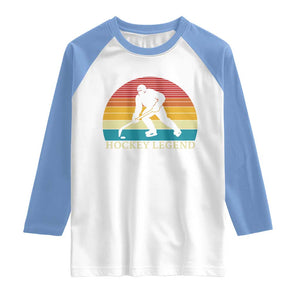 Bigfoot Hockey Legend Raglan Shirt Retro Sasquatch Cryptid Player Gift TS12 White Carolina Blue Print Your Wear