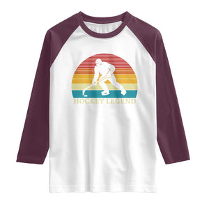 Bigfoot Hockey Legend Raglan Shirt Retro Sasquatch Cryptid Player Gift TS12 White Maroon Print Your Wear