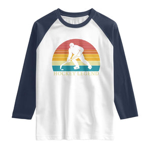 Bigfoot Hockey Legend Raglan Shirt Retro Sasquatch Cryptid Player Gift TS12 White Navy Print Your Wear