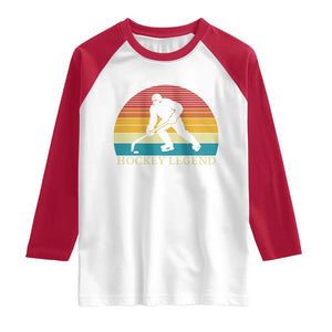 Bigfoot Hockey Legend Raglan Shirt Retro Sasquatch Cryptid Player Gift TS12 White Red Print Your Wear