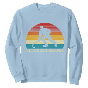 Bigfoot Hockey Legend Sweatshirt Retro Sasquatch Cryptid Player Gift TS12 Light Blue Print Your Wear