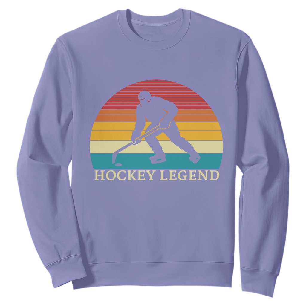 Bigfoot Hockey Legend Sweatshirt Retro Sasquatch Cryptid Player Gift TS12 Violet Print Your Wear