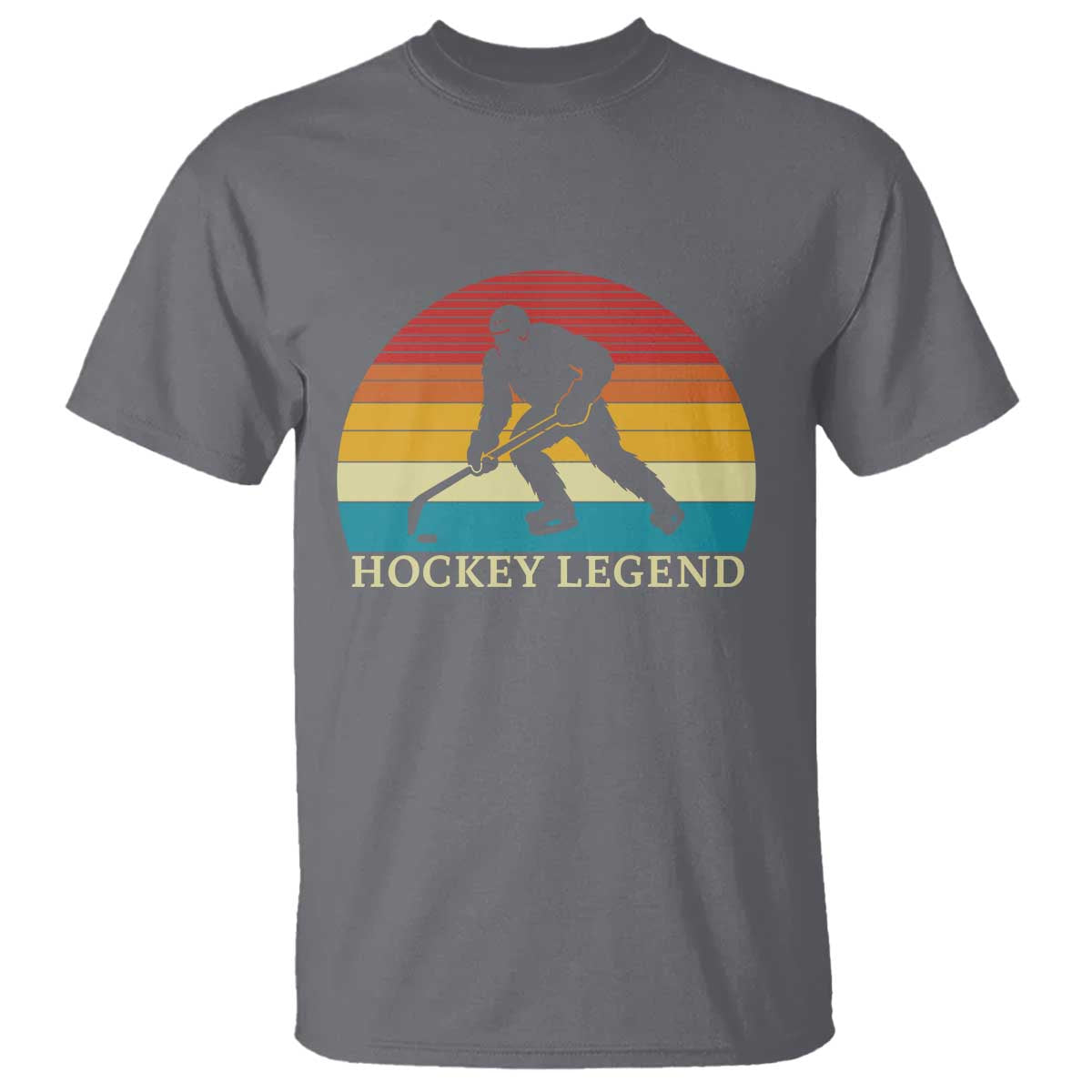 Bigfoot Hockey Legend T Shirt Retro Sasquatch Cryptid Player Gift TS12 Charcoal Print Your Wear