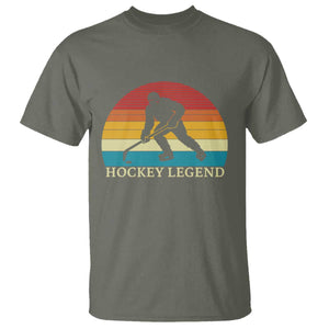Bigfoot Hockey Legend T Shirt Retro Sasquatch Cryptid Player Gift TS12 Military Green Print Your Wear