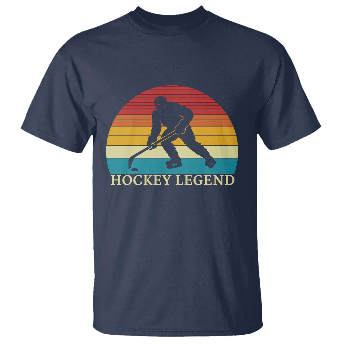 Bigfoot Hockey Legend T Shirt Retro Sasquatch Cryptid Player Gift TS12 Navy Print Your Wear