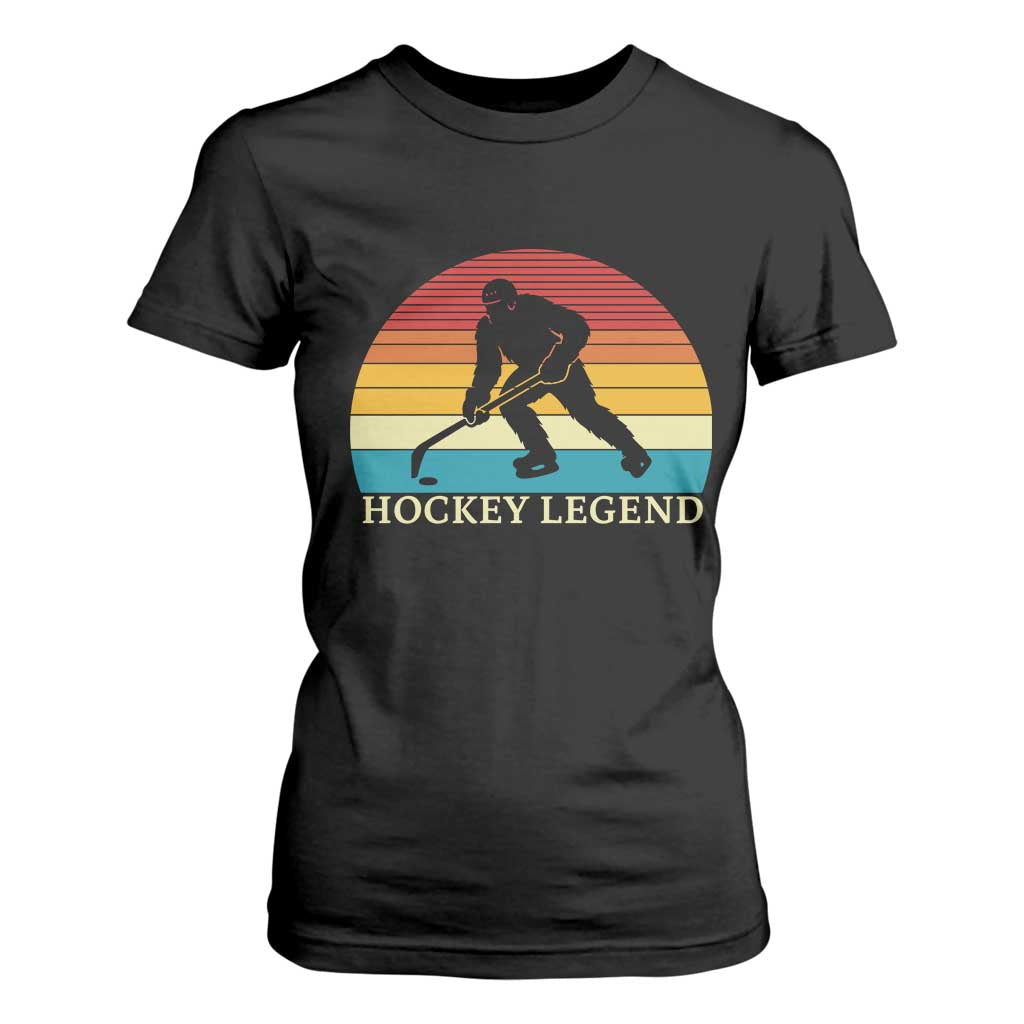 Bigfoot Hockey Legend T Shirt For Women Retro Sasquatch Cryptid Player Gift TS12 Black Print Your Wear
