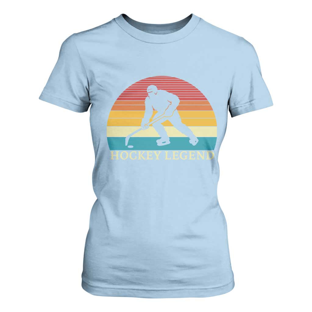 Bigfoot Hockey Legend T Shirt For Women Retro Sasquatch Cryptid Player Gift TS12 Light Blue Print Your Wear
