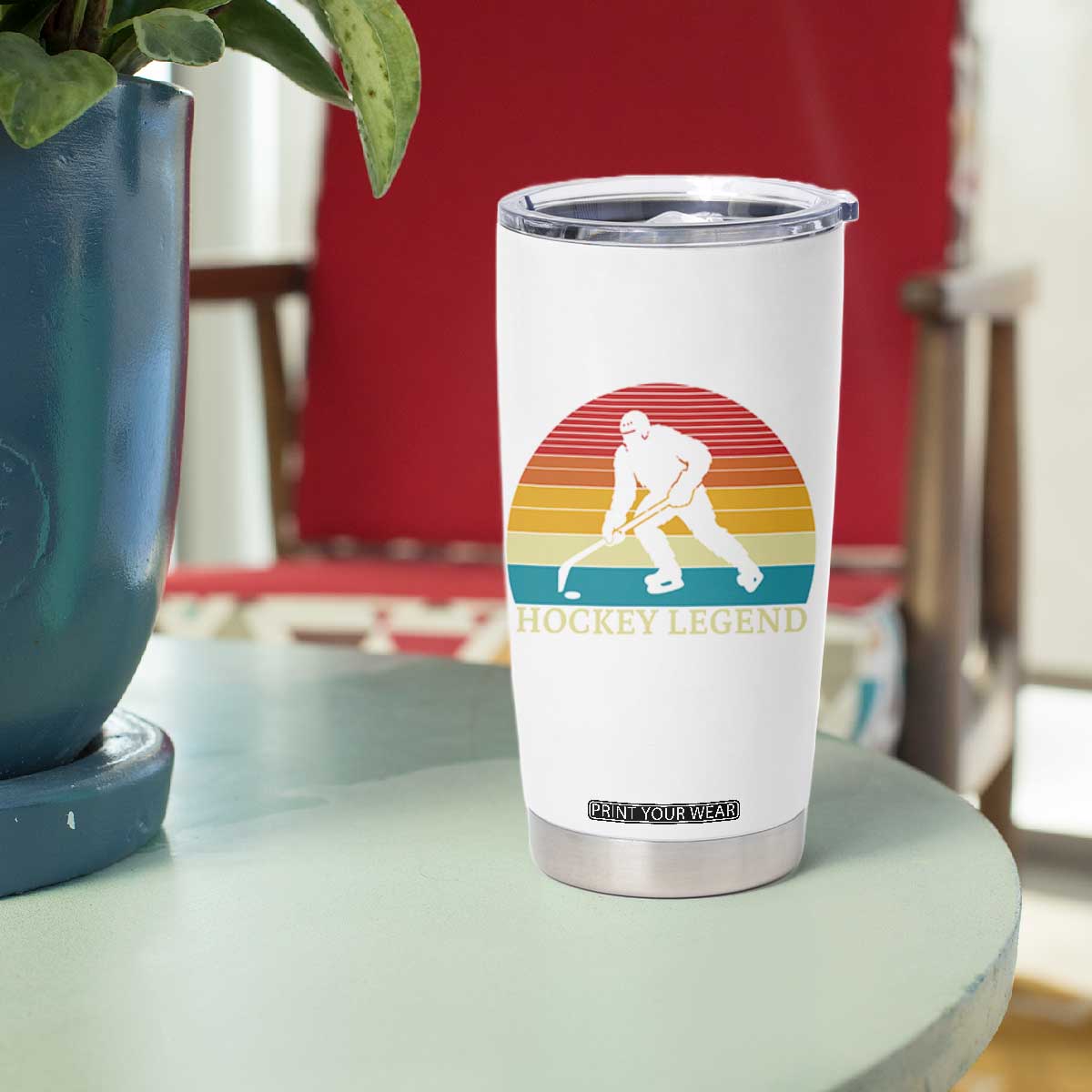 Bigfoot Hockey Legend Tumbler Cup Retro Sasquatch Cryptid Player Gift TS12 Print Your Wear
