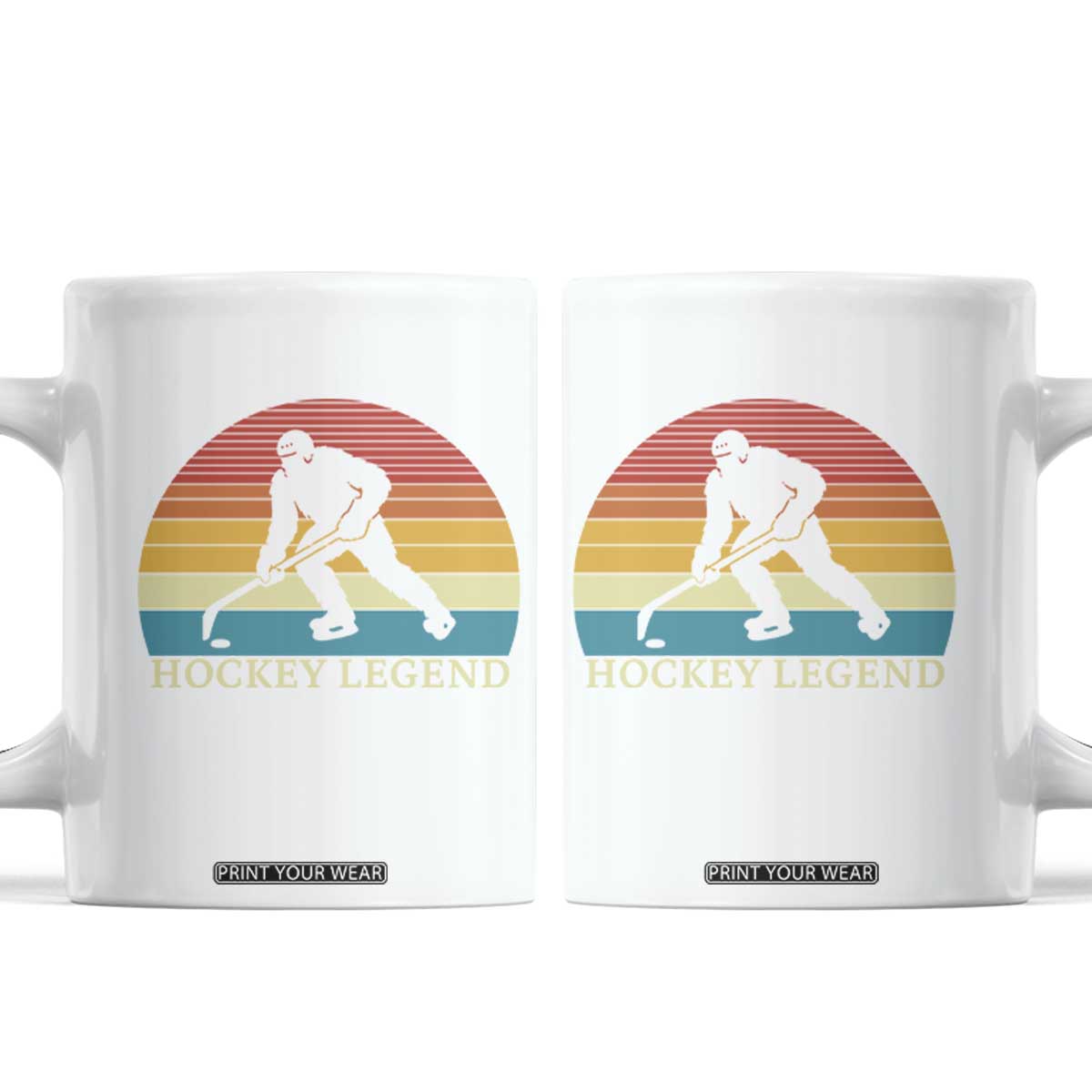 Bigfoot Hockey Legend Coffee Mug Retro Sasquatch Cryptid Player Gift TS12 White Print Your Wear