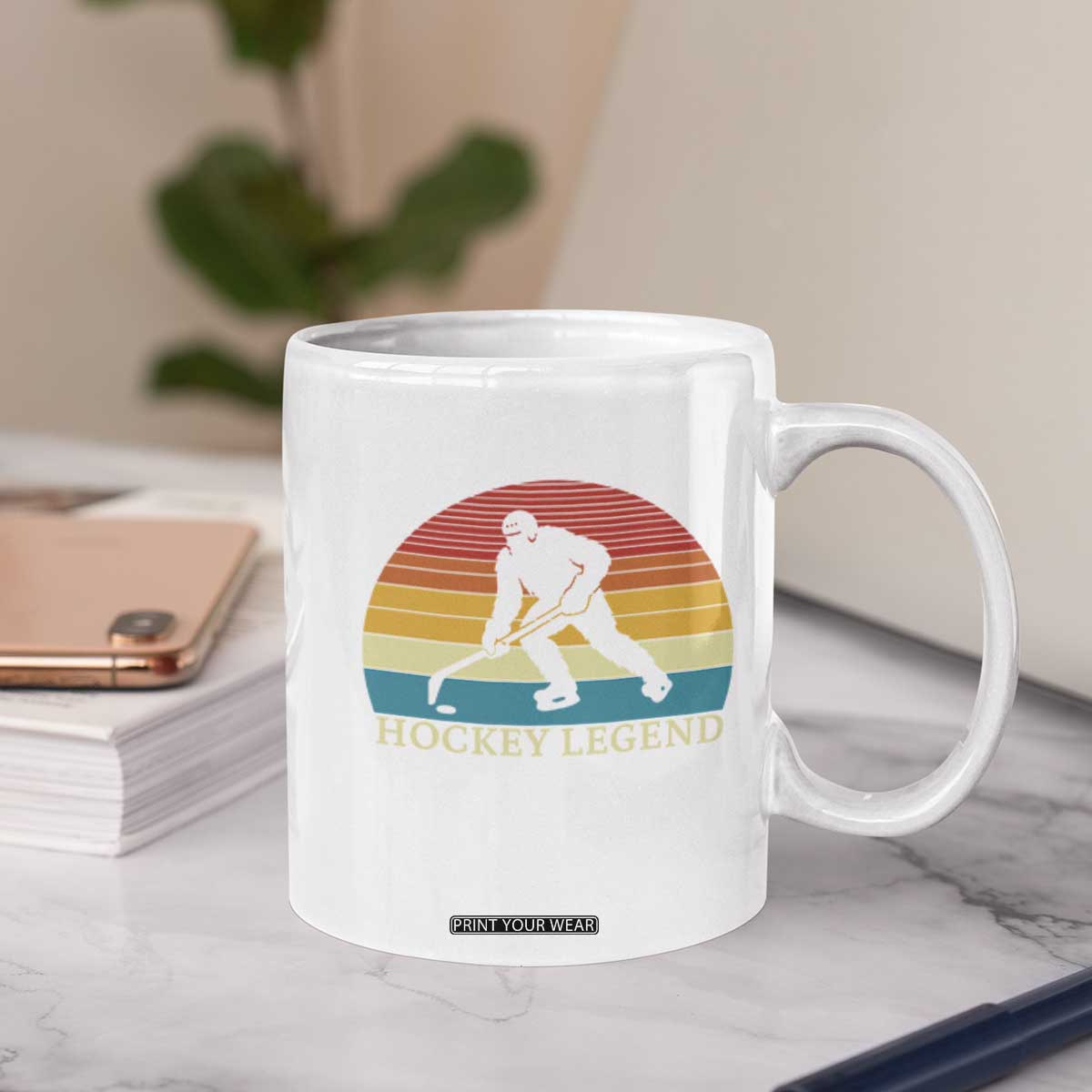 Bigfoot Hockey Legend Coffee Mug Retro Sasquatch Cryptid Player Gift TS12 Print Your Wear