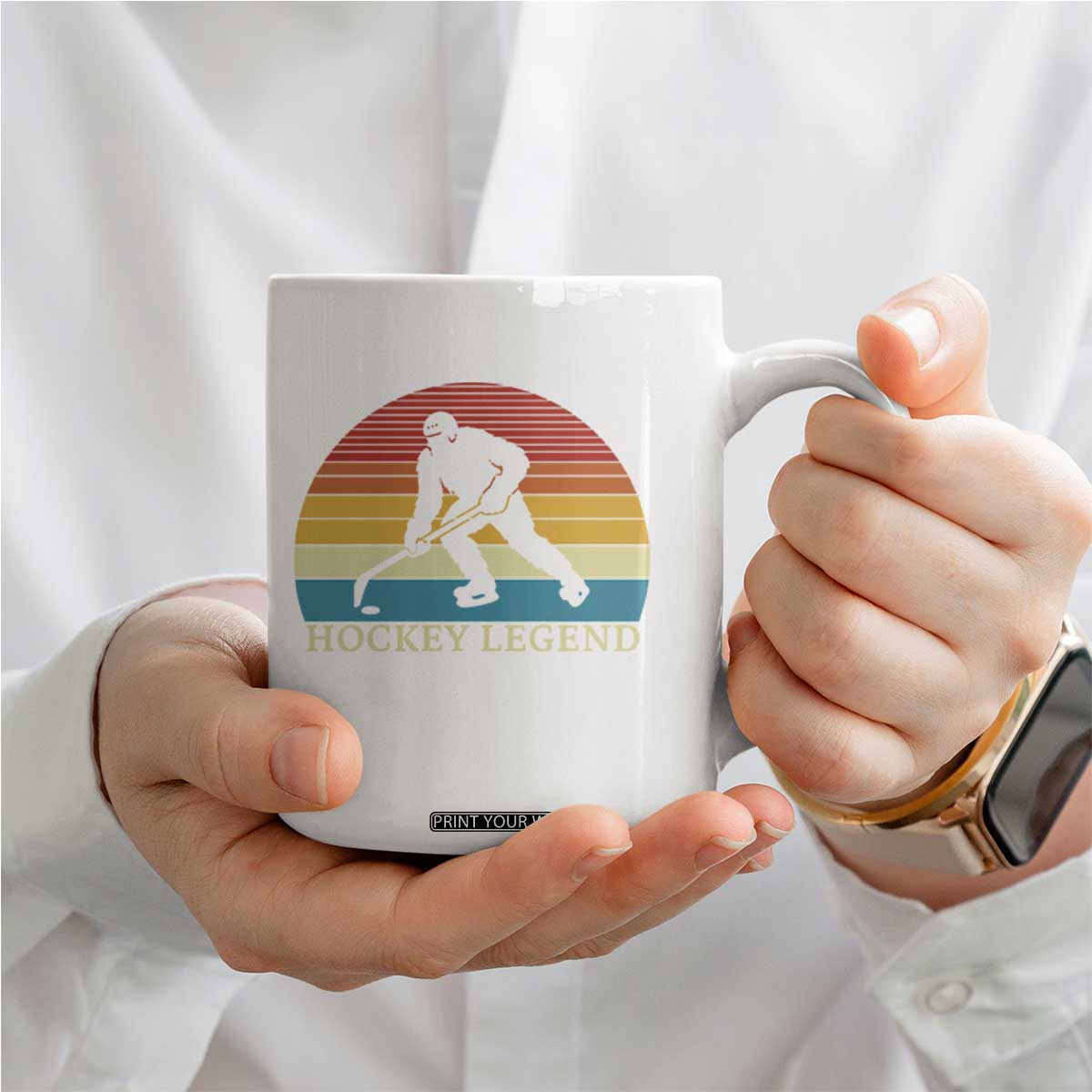 Bigfoot Hockey Legend Coffee Mug Retro Sasquatch Cryptid Player Gift TS12 Print Your Wear