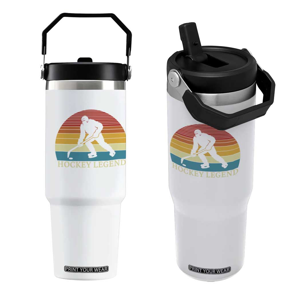 Bigfoot Hockey Legend Flip Straw Tumbler Retro Sasquatch Cryptid Player Gift TS12 One Size: 30 oz White Print Your Wear