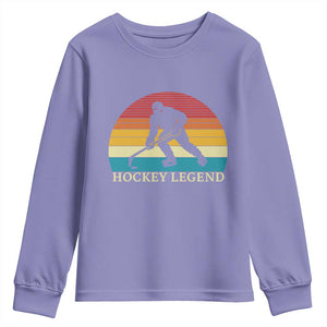 Bigfoot Hockey Legend Youth Sweatshirt Retro Sasquatch Cryptid Player Gift TS12 Violet Print Your Wear
