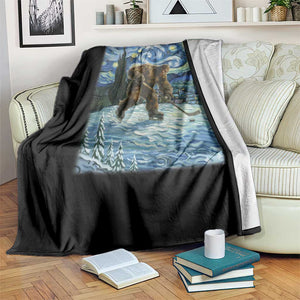 Cryptid Hockey Bigfoot Starry Night Inspired Funny Gift Throw Blanket TS12 Print Your Wear