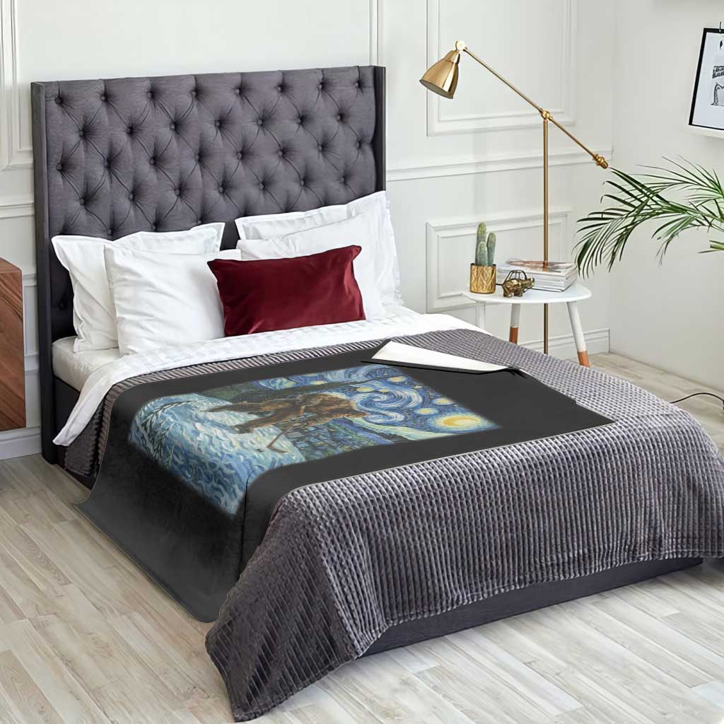 Cryptid Hockey Bigfoot Starry Night Inspired Funny Gift Throw Blanket TS12 Print Your Wear