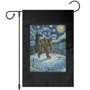 Cryptid Hockey Bigfoot Starry Night Inspired Funny Gift Garden Flag TS12 Black Print Your Wear