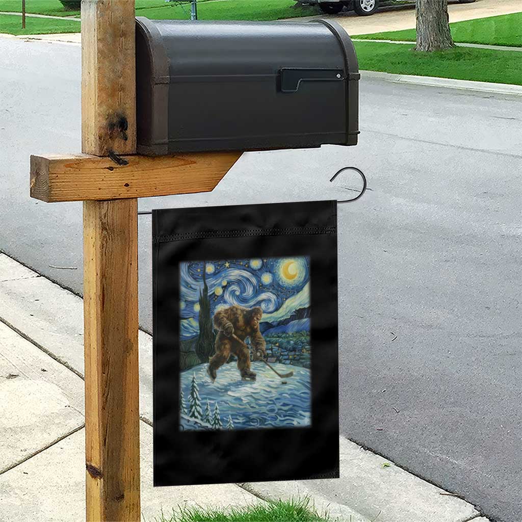 Cryptid Hockey Bigfoot Starry Night Inspired Funny Gift Garden Flag TS12 Print Your Wear