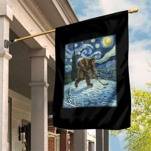 Cryptid Hockey Bigfoot Starry Night Inspired Funny Gift Garden Flag TS12 Print Your Wear