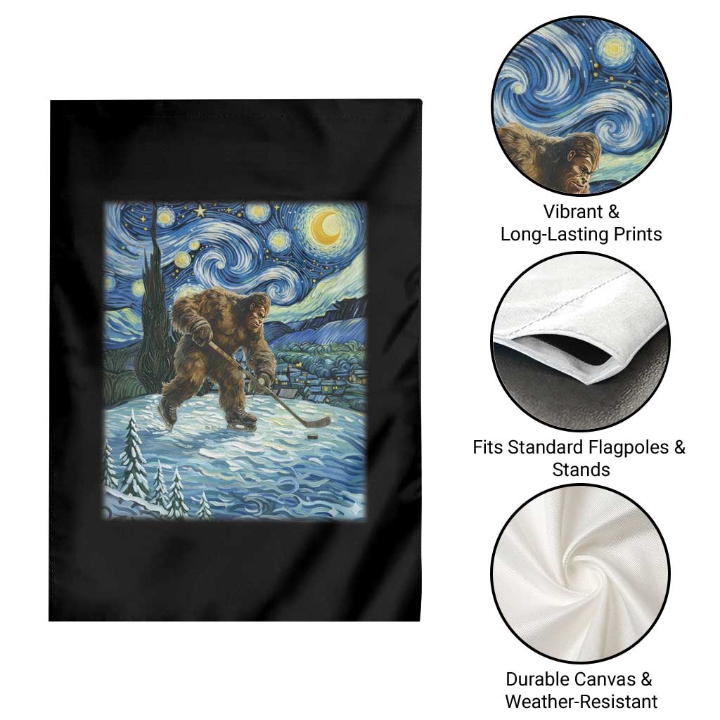 Cryptid Hockey Bigfoot Starry Night Inspired Funny Gift Garden Flag TS12 Print Your Wear