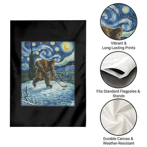 Cryptid Hockey Bigfoot Starry Night Inspired Funny Gift Garden Flag TS12 Print Your Wear