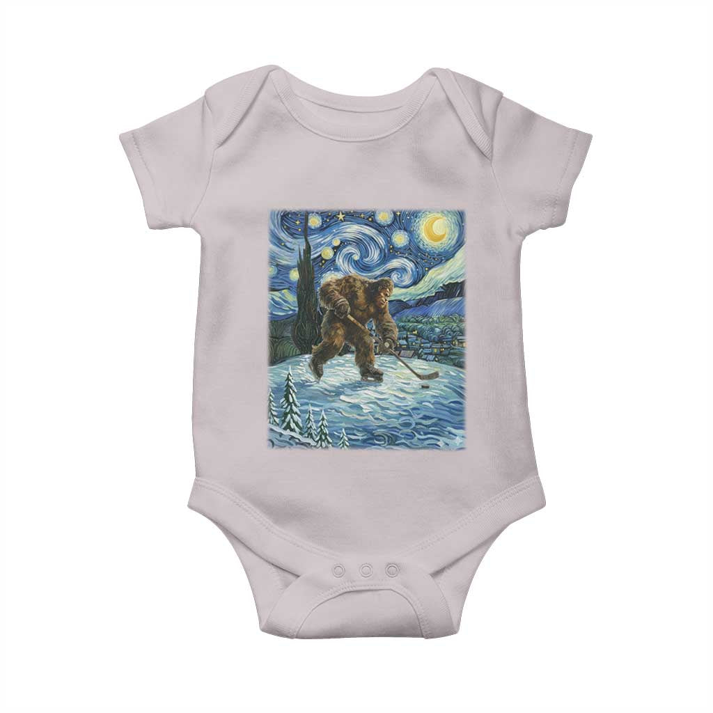 Cryptid Hockey Bigfoot Starry Night Inspired Funny Gift Baby Onesie TS12 Ice Gray Print Your Wear