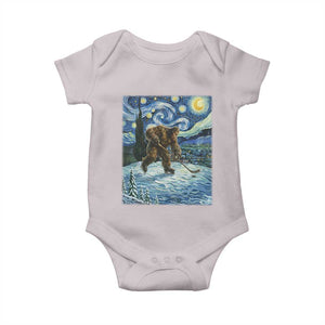 Cryptid Hockey Bigfoot Starry Night Inspired Funny Gift Baby Onesie TS12 Ice Gray Print Your Wear