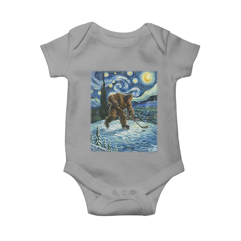 Cryptid Hockey Bigfoot Starry Night Inspired Funny Gift Baby Onesie TS12 Sport Gray Print Your Wear