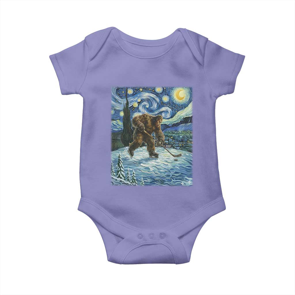 Cryptid Hockey Bigfoot Starry Night Inspired Funny Gift Baby Onesie TS12 Violet Print Your Wear