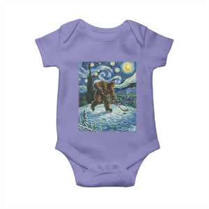 Cryptid Hockey Bigfoot Starry Night Inspired Funny Gift Baby Onesie TS12 Violet Print Your Wear