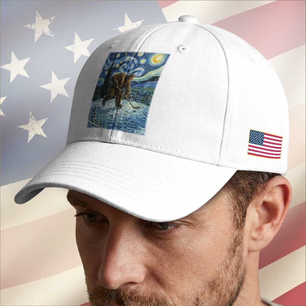 Cryptid Hockey Bigfoot Starry Night Inspired Funny Gift Baseball Cap TS12 Print Your Wear