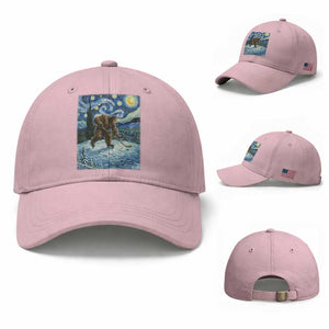 Cryptid Hockey Bigfoot Starry Night Inspired Funny Gift Baseball Cap TS12 Baseball Cap Universal Fit Light Pink Print Your Wear