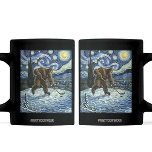 Cryptid Hockey Bigfoot Starry Night Inspired Funny Gift Coffee Mug TS12 Black Print Your Wear