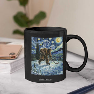 Cryptid Hockey Bigfoot Starry Night Inspired Funny Gift Coffee Mug TS12 Print Your Wear