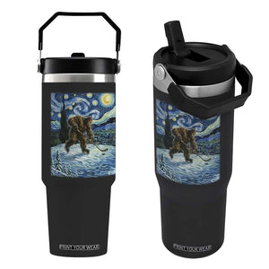 Cryptid Hockey Bigfoot Starry Night Inspired Funny Gift Flip Straw Tumbler TS12 One Size: 30 oz Black Print Your Wear
