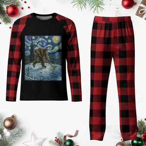 Cryptid Hockey Bigfoot Starry Night Inspired Funny Gift Plaid Pajama Set TS12 Buffalo Plaid Print Your Wear