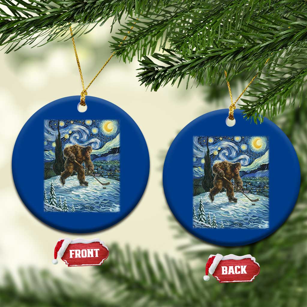 Cryptid Hockey Bigfoot Starry Night Inspired Funny Gift Ceramic Ornament TS12 1pc Blue Print Your Wear